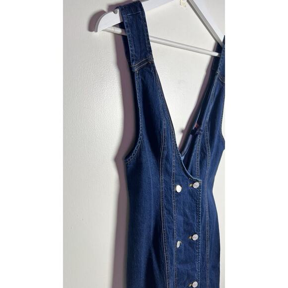 Anthropologie X Pilcro Petite 2 Denim V-Neck Button Up Stretchy MIDI Dress NEW - Picture 7 of 13